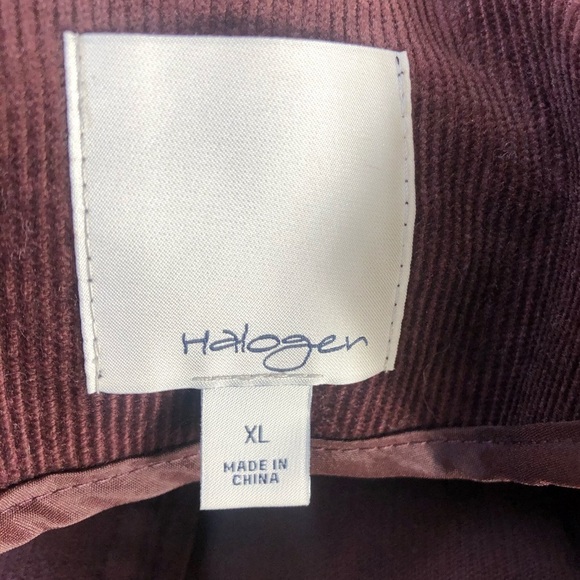 Halogen Burgundy Wine Cotton Corduroy Classic Single Button Fitted Blazer XL - Picture 5 of 7